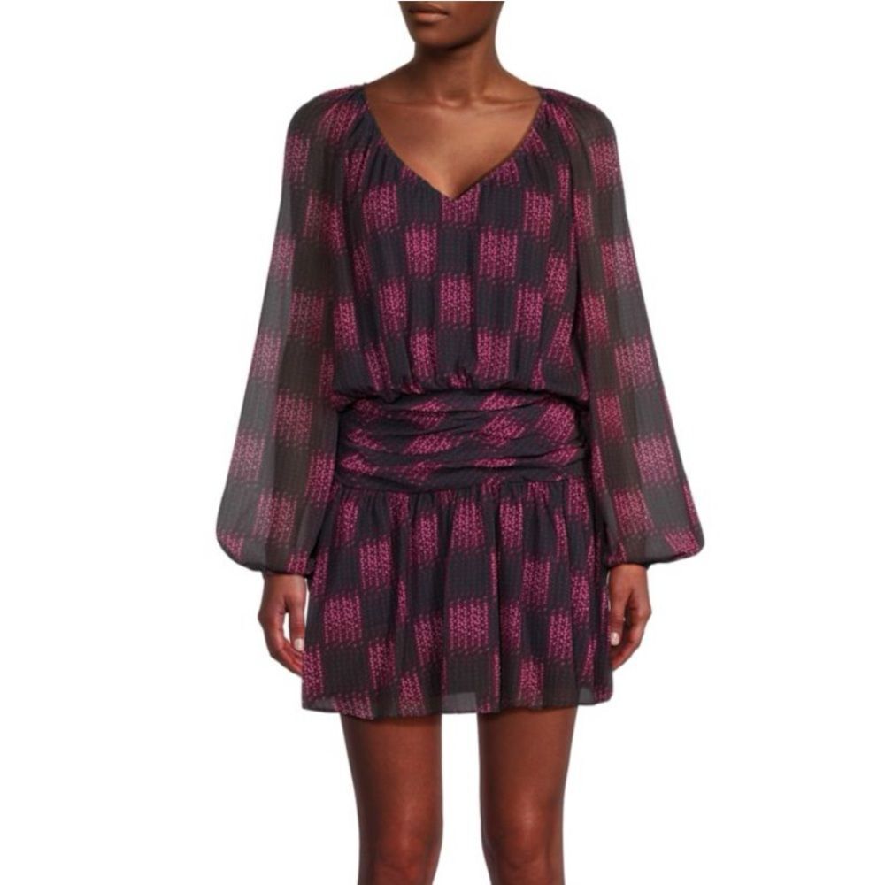 Ramy Brook Jaylah Abstract Blouson Mini Dress in Boysenberry, New, Size S - Picture 12 of 12